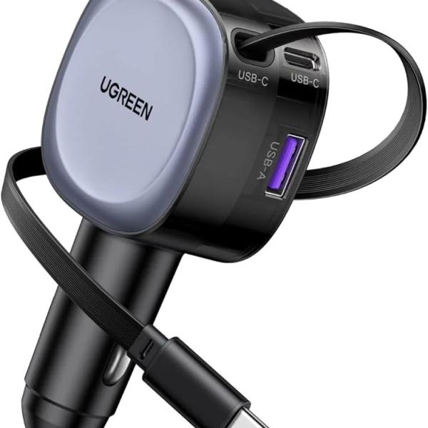 UGREEN Nexode Car Charger 75W with Retractable USB-C Cable